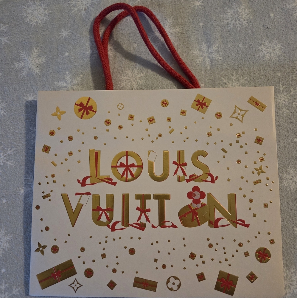 Louis Vuitton Small Holiday Shopping Bag with Red and Gold Accents